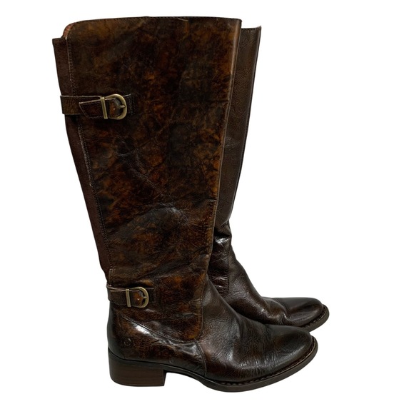 Born Shoes - Born‎ Gibb Tall Riding Boots Brown Distressed Leather Womens 7.5 F56716